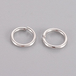 Platine Plaqué rhodium 925 anneaux ouverts en argent sterling, anneaux ronds, platine, 8x0.8mm