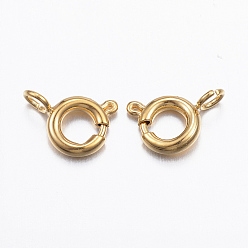 Golden Ion Plating(IP) 304 Stainless Steel Spring Ring Clasps, Golden, 9x6x1.8mm, Hole: 1.6~1.8mm