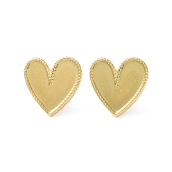 Настоящее золото 18K Ионное покрытие (ip) 304 серьги-гвоздики из нержавеющей стали для женщин, сердце, реальный 18 k позолоченный, 17.5x18 мм, штифты : 0.8 мм