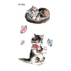 Cat Shape Anmial Theme Removable Temporary Water Proof Tattoos Paper Stickers, Cat Pattern, 10.5x6cm