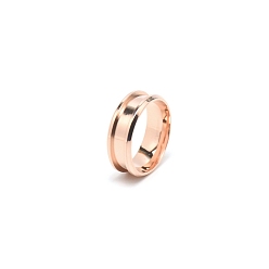 Oro Rosa 201 ajustes de anillo de dedo acanalados de acero inoxidable, núcleo de anillo en blanco, para hacer joyas con anillos, oro rosa, diámetro interior: 20 mm, 8 mm, ranura del anillo: 4.3 mm