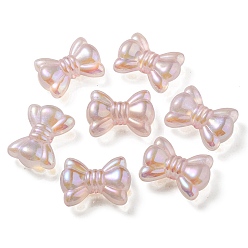 Rose Brumeux Placage uv perles acryliques transparentes lumineuses, brillent dans le noir, bowknot, rose brumeuse, 24.5x32.5x12mm, Trou: 4mm