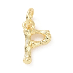 Letter P Brass Pendants, with Jump Ring, Golden, Letter Charm, Letter P, 12x7x2mm, Hole: 3mm