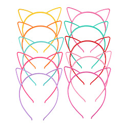 Random Single Color or Random Mixed Color Cute Cat Ear Plastic Hair Bands, Hair Accessories for Girls, Random Single Color or Random Mixed Color, 165x145x6mm
