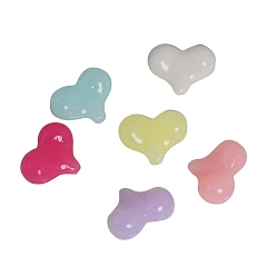 Mixed Color Acrylic Beads, Imitation Jelly, Heart, Mixed Color, 16.8x21.7x9mm, Hole: 1.5mm, about 315pcs/bag