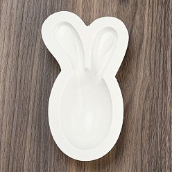 White Easter Rabbit Egg Food Grade Silicone Molds, Fondant Molds, Resin Casting Molds, for Chocolate, Candy, UV Resin, Epoxy Resin Craft Making, White, 180x103x36.5mm, Inner Diameter: 153x77mm