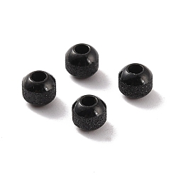 Electrophoresis Black Textured 304 Stainless Steel Beads, Round, Electrophoresis Black, 4mm, Hole: 1.5mm