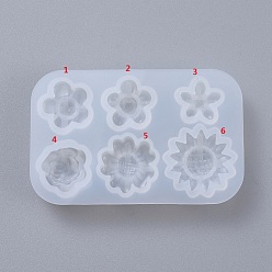 Blanco Moldes de silicona de flores diy, para la fabricación de joyas de resina uv y resina epoxi, blanco, 80x51.5x10 mm