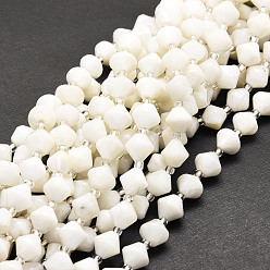 White Moonstone Natural White Moonstone Beads Strands, Faceted, Bicone, 8x8mm, Hole: 1mm, about 40pcs/strand, 15.24''(38.7cm)