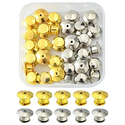 Platinum & Golden 32Pcs 2 Colors Alloy Locking Pin Backs, Locking Pin Keeper Clasp, Cone Shape, for Brooch Finding, Platinum & Golden, 10x7mm, 16Pcs/color