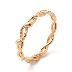 Golden 304 Stainless Steel Ring, Hollow, Twisted Rope Snake Finger Ring, Golden, 3mm, Inner Diameter: 18mm