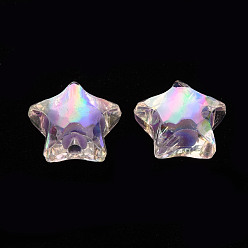 Lilac Transparent Acrylic Beads, Bead in Bead, AB Color, Faceted, Star, Lilac, 14x15x8.5mm, Hole: 2mm, about 518pcs/500g