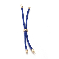 Medium Blue Nylon Twisted Cord Bracelet Making, Slider Bracelet Making, with Eco-Friendly Brass Findings, Round, Golden, Medium Blue, 8.66~9.06 inch(22~23cm), Hole: 2.8mm, Single Chain Length: about 4.33~4.53 inch(11~11.5cm)