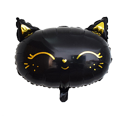 Negro Globo de aluminio con forma de gato, para fiestas, festivales, decoraciones para el hogar, negro, 4.4x4.8 cm