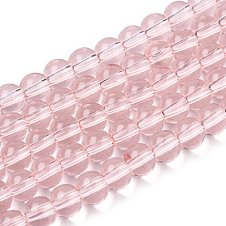 Rose Brumeux Chapelets de perles en verre transparentes  , ronde, rose brumeuse, 4~4.5mm, Trou: 0.8mm, Environ 97~99 pcs/chapelet, 14.76 pouces ~ 14.96 pouces (37.5~38 cm)