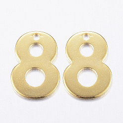 Number 201 encantos de acero inoxidable, número, num. 8, dorado, 11x8x0.8 mm, agujero: 1 mm