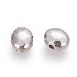 Color de Acero Inoxidable 304 bolas de acero inoxidable, oval, pulido manual, color acero inoxidable, 8.5x7x4.5 mm, agujero: 1.6 mm