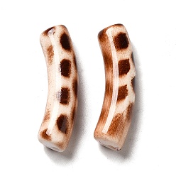 Peru Spray Painted Leopard Print Opaque Acrylic Beads, Tube, Peru, 31x8x9.5mm, Hole: 1.8mm, about 345pcs/500g