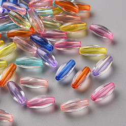 Couleur Mélangete Perles acryliques transparentes, ovale, couleur mixte, 11x5mm, Trou: 1.6mm, environ2970 pcs / 500 g