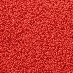 (RR407) Rouge Vermillon Opaque Perles rocailles miyuki rondes, perles de rocaille japonais, (rr 407) rouge vermillon opaque, 15/0, 1.5mm, trou: 0.7 mm, sur 5555 pcs / bouteille, 10 g / bouteille