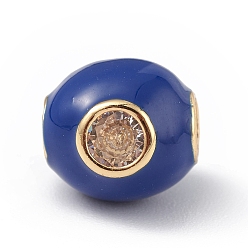 Bleu Crémaillère placage micro en laiton pavent perles cubes de zircone, avec l'émail, plaqué longue durée, sans cadmium et sans plomb, réel 18 k plaqué or, ronde, bleu, 9.5x9.5x9.7mm, Trou: 3.5mm