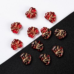 Brique Rouge Perles de verre tchèques, feuille d'érable, firebrick, 10.5x13x4mm, trou: 0.8 mm, environ 115 PCs / sachet , 95~100 g / sac