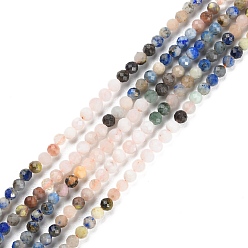 Mixed Stone Natural Mixed Gemstone Beads Strands, Faceted, Round, 3~3.5mm, Hole: 0.6mm, about 117~126pcs/strand, 15.16''~15.55''(38.5~39.5cm)