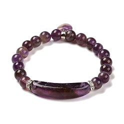 Amethyst Natural Rhodonite Beads Charm Bracelets, Heart, 2-1/4 inch(56mm)