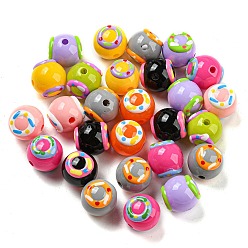 Mixed Color Opaque Acrylic Beads, with Enamel, Round, Mixed Color, 16mm