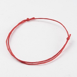 Red Adjustable Waxed Cord Bracelets, Red String Bracelets, Red, 50~100mm(2 inch~3-7/8 inch)