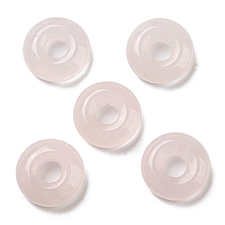 Rose Quartz Natural Rose Quartz Pendants, Donut/Pi Disc Charms, 18~18.5x6mm, Hole: 5.5~6mm