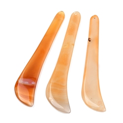 Saddle Brown Natural Agate Massage Stick, Gua Sha Massage Tools, for Soft Tissue, Physical Therapy Stuff Used for Back, Legs, Arms, Neck, Shoulder, Crescent Blade Shape, Saddle Brown, 105~118.5x23~25x4~5.5mm, Hole: 2mm