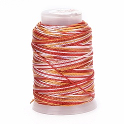 Rouge 5 rouleaux 12 cordons en polyester teints par segments, cordon de milan, ronde, rouge, 0.4mm, environ 71.08 yards (65m)/rouleau