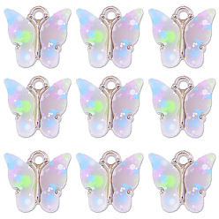 Lavender Acrylic Charms, with Sequin & Alloy Findings, Butterfly Charm, Lavender, 12x14mm