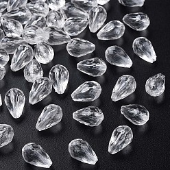 Clear Transparent Acrylic Beads, Faceted, Teardrop, Clear, 12x8mm, Hole: 1.5mm, about 1338pcs/500g