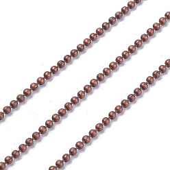 Cuivre Rouge Boule de fer perle chaînes, soudé, sans plomb et sans nickel, couleur de cuivre rouge, avec bobine, perle: environ 1.5 mm de diamètre, environ 328.08 pieds (100 m)/rouleau
