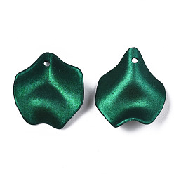 Verdemar Colgantes de acrílico opaco de estilo engomado, pétalo, verde mar, 26.6x23.9x8.5 mm, agujero: 1.8 mm