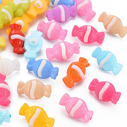 Mixed Color 1-Hole Plastic Buttons, Candy, Mixed Color, 11x19.5x8.5mm, Hole: 2mm