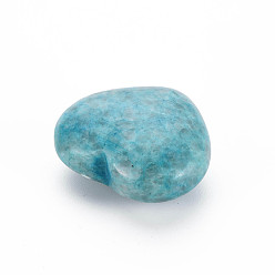 Средний Бирюзовый Природный камень карты/камень Пикассо/камень яшмы Пикассо, окрашенные, сердце любовь камень, карманный пальмовый камень для балансировки рейки, средне бирюзовый, 35x40.5x19 мм