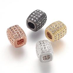 Couleur Mélangete Micro en laiton pavent des perles cubes de zircone, cuboïde, couleur mixte, 7x6x6mm, Trou: 2.5mm
