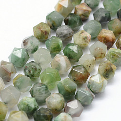Jade Nuevo Australiano Hebras naturales de perlas de crisoprasa, cuentas redondas con corte de estrella, facetados, 5.5~6 mm, agujero: 1 mm, sobre 63~68 unidades / cadena, 15.3~15.5 pulgada (39~39.5 cm)