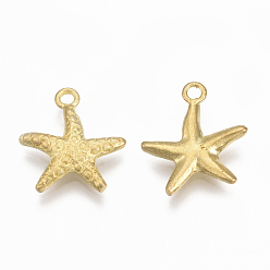 Raw(Unplated) Brass Pendants, Nickel Free, Starfish/Sea Stars, Raw(Unplated), 15.5x14x2mm, Hole: 1.5mm
