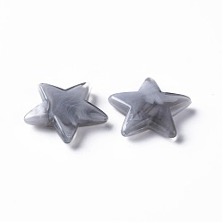 Silver Two Tone Acrylic Beads, Imitation Gemstone, Star, Silver, 20.5x22x4.5mm, Hole: 1mm, about 445pcs/500g