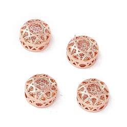 Pink Eslabones de varios hilos de circonita cúbica de latón ecológico, sin níquel, chapado en rack, sin plomo y cadmio, plano y redondo, rosa, 8x4.5 mm, agujero: 1.2 mm