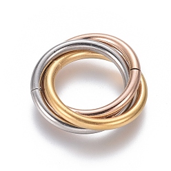 Multicolor Revestimiento iónico (ip) 304 anillos de unión de acero inoxidable, anillo de enclavamiento, para el collar, multicolor, 20x22x3 mm, anillo: 18x2 mm, diámetro interior: 14 mm