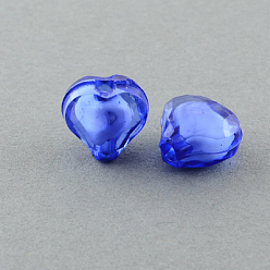 Azul Medio Abalorios de acrílico transparentes, talón en grano, facetados, corazón, azul medio, 9x10x6 mm, Agujero: 2 mm, sobre 1700 unidades / 500 g