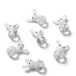 Blanc Perles de chalumeau lapin fait main, perles de lapin, blanc, 25~28x18~20x13~14mm, Trou: 1mm