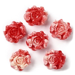 Red Carved Synthetic Coral Dyed Pendants, Flower Charms, Red, Flower: 20x23.5x11mm, Hole: 1~1.2mm
