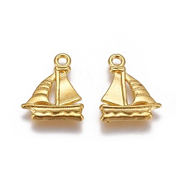 Oro Colgantes de la aleación de estilo tibetano, sin plomo, sin níquel y cadmio, barco de vela, 20x16.5x2 mm, agujero: 2 mm