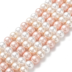 Couleur Mélangete Shell brins perle de perles, Grade a, ronde, couleur mixte, 8mm, Trou: 1mm, Environ 49~52 pcs/chapelet, 16 pouce